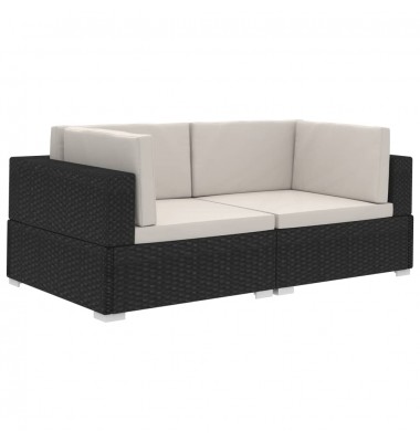 Lauko sofa su pagalvėmis, juodos spalvos, ratanas - Lauko sofos, lovos - 1