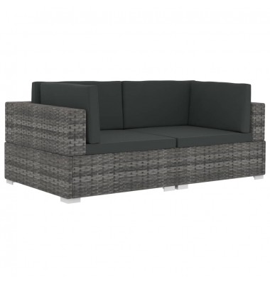 Lauko sofa su pagalvėmis, pilkos spalvos, ratanas - Lauko sofos, lovos - 1