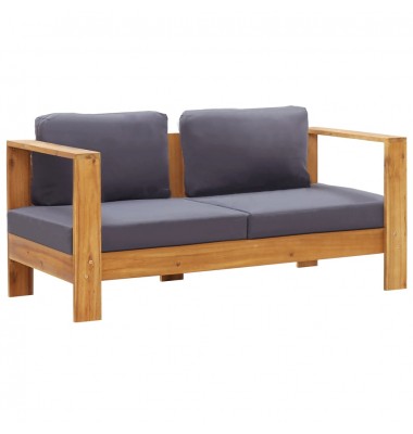 Sodo sofa-suoliukas su pagalvėmis, 140cm, pilka, akacija - Moduliniai lauko baldai - 1