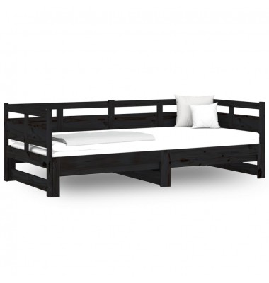  Ištraukiama lova, juoda, 2x(80x200)cm, pušies medienos masyvas - Lovos - 2