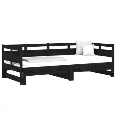  Ištraukiama lova, juoda, 2x(80x200)cm, pušies medienos masyvas - Lovos - 3