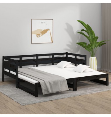  Ištraukiama lova, juoda, 2x(80x200)cm, pušies medienos masyvas - Lovos - 4