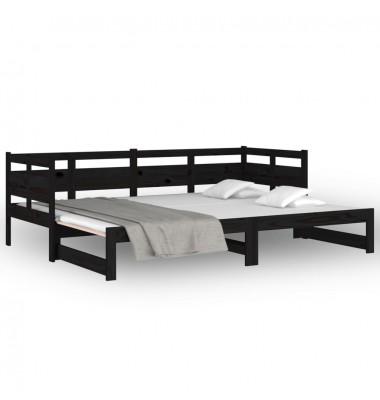  Ištraukiama lova, juoda, 2x(80x200)cm, pušies medienos masyvas - Lovos - 5