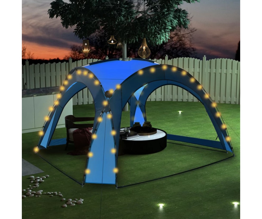 Proginė palapinė su LED ir 4 sienomis, mėlyna, 3,6x3,6x2,3m - Lauko pavėsinės - 1 Proginė palapinė su LED ir 4 sienomis, mėlyna, 3,6x3,6x2,3m - Lauko pavėsinės - 1
