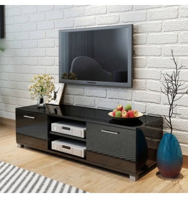  TV staliukas, labai blizgus, juodas, 120x40,3x34,7 cm - TV spintelės - 1