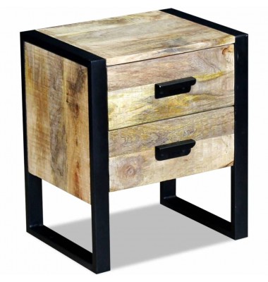  Staliukas su 2 stalčiais, mango mediena, 43x33x51 cm - Naktinės spintelės - 1