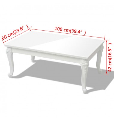  Kavos staliukas, 100x60x42 cm, labai blizgus, baltas - Kavos staliukai - 5