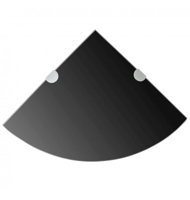  Kampinė lentyna su chromo laikikliais, juodas stiklas 35x35 cm - Pakabinamos lentynos, spintelės - 1