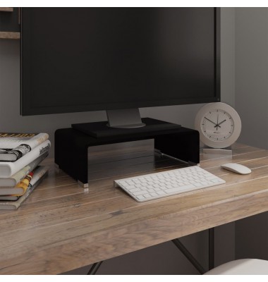  TV stovas/monitoriaus pakyla, juodas stiklas, 40x25x11 cm - TV spintelės - 1