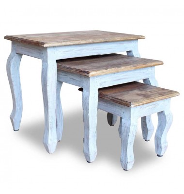  Sustumiamų staliukų kompl., 3d., masyvi perdirbta mediena - Žurnaliniai staliukai - 1