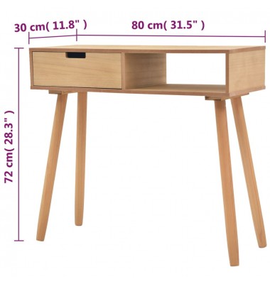  Konsolinis stalas, masyvi pušies mediena, 80x30x72cm, ruda - Žurnaliniai staliukai - 6