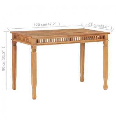  Sodo valgomojo stalas, 120x65x80cm, tikmedžio medienos masyvas - Lauko stalai, staliukai - 6