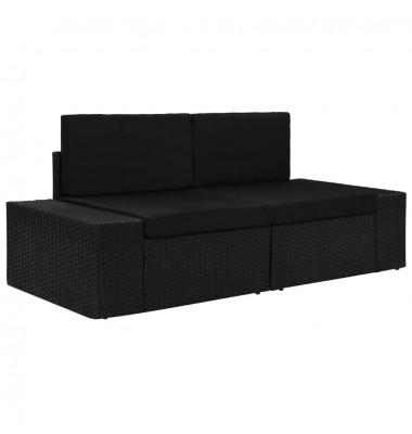  Modulinė dvivietė sofa, juodos spalvos, poliratanas - Moduliniai lauko baldai - 1