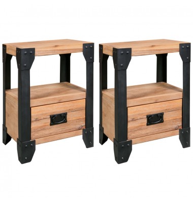  Naktiniai staliukai, 2vnt., 40x30x54cm, akac. med. ir plienas - Naktinės spintelės - 1