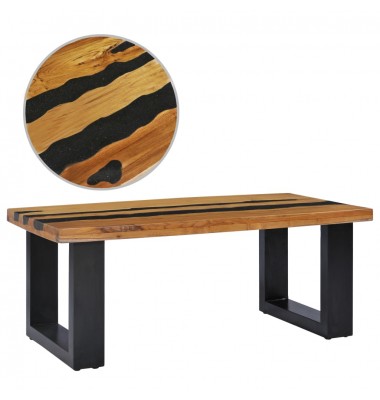  Kavos staliukas, 100x50x40 cm, tikmedžio mediena ir lavos akmuo - Kavos staliukai - 1