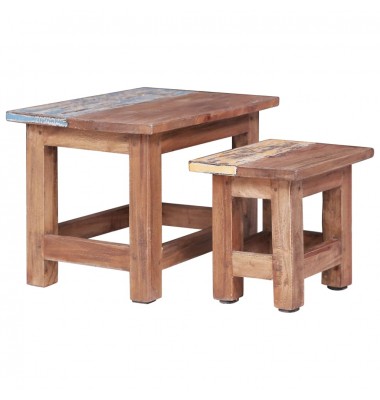  Sudedami staliukai, 2vnt., perdirbtos medienos masyvas - Žurnaliniai staliukai - 1