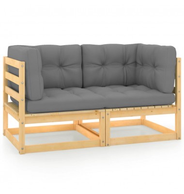 Dvivietė sodo sofa su pagalvėlėmis, pušies medienos masyvas - Moduliniai lauko baldai - 1