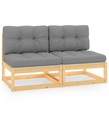  Vidurinės sodo sofos dalys su pagalvėlėmis, 2vnt., pušis - Moduliniai lauko baldai - 1
