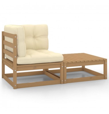  Sodo komplektas su pagalvėlėmis, 2 dalių, medaus rudas, pušis - Moduliniai lauko baldai - 1