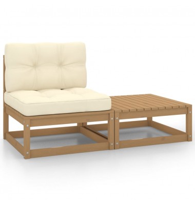  Sodo komplektas su pagalvėlėmis, 2 dalių, medaus rudas, pušis - Moduliniai lauko baldai - 1