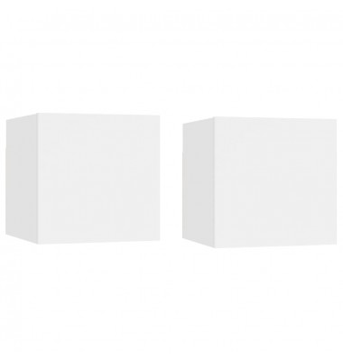  Naktinės spintelės, 2vnt., baltos, 30,5x30x30cm, MDP  - Naktinės spintelės - 1