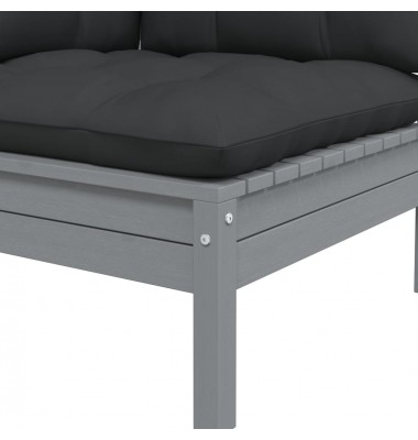 Dvivietė sodo sofa su pagalvėlėmis, pilka, pušies masyvas - Moduliniai lauko baldai - 5