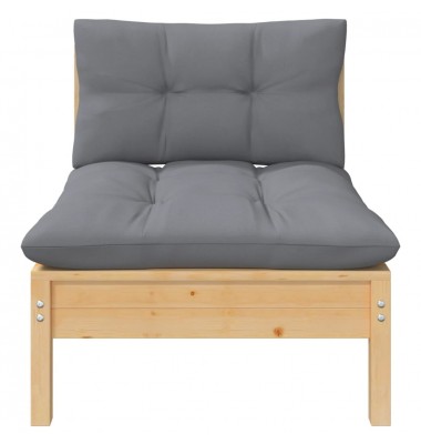 Dvivietė sodo sofa su pilkomis pagalvėlėmis, pušies masyvas - Moduliniai lauko baldai - 3