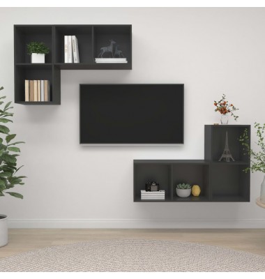  Sieninės televizoriaus spintelės, 4vnt., pilkos spalvos, MDP  - TV spintelės - 1