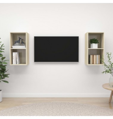  Sieninės televizoriaus spintelės, 2vnt., ąžuolo spalvos, MDP  - TV spintelės - 1