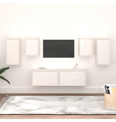  Televizoriaus spintelės, 6vnt., baltos, pušies medienos masyvas - TV spintelės - 1