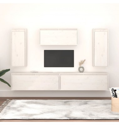  Televizoriaus spintelės, 5vnt., baltos, pušies medienos masyvas - TV spintelės - 1