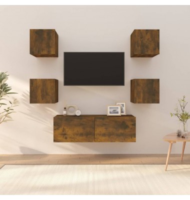 Sieninių televizoriaus spintelių rinkinys, ąžuolo, mediena - TV spintelės, komplektai - 1