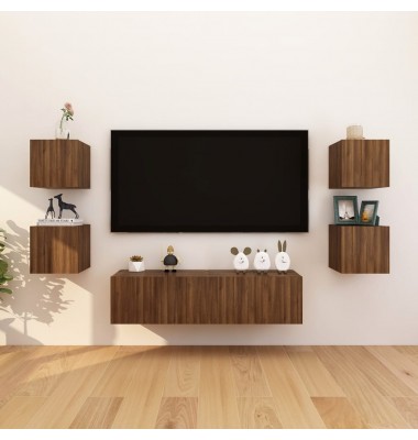  Sieninės televizoriaus spintelės, 8vnt., rudos, 30,5x30x30cm - TV spintelės - 1
