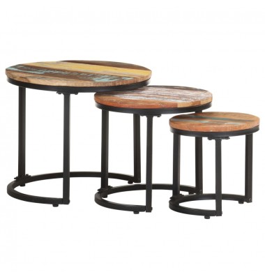  Šoniniai staliukai, 3vnt., perdirbtos medienos masyvas - Žurnaliniai staliukai - 1