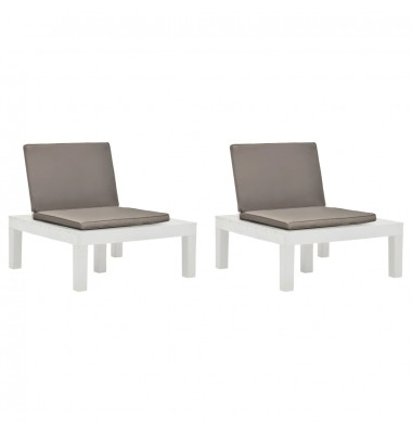  Sodo poilsio kėdės su pagalvėlėmis, 2vnt., baltos, plastikas - Lauko kėdės - 1