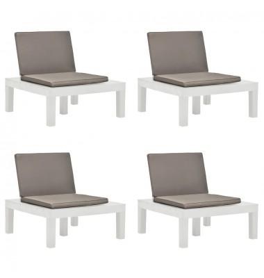  Sodo poilsio kėdės su pagalvėlėmis, 4vnt., baltos, plastikas - Lauko kėdės - 1