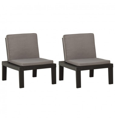Sodo poilsio kėdės su pagalvėlėmis, 2vnt., pilkos, plastikas - Lauko kėdės - 1