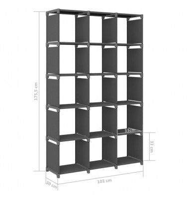  Lentyna, pilkos spalvos, 103x30x175,5cm, audinys, 15 skyrių - Pastatomos lentynos, spintelės - 8