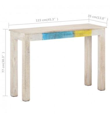  Konsolinis staliukas, baltas, 115x35x77cm, mango mediena - Žurnaliniai staliukai - 5