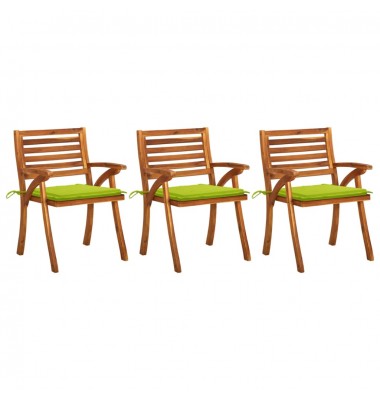  Sodo valgomojo kėdės su pagalvėlėmis, 3vnt., akacijos masyvas - Lauko kėdės - 1