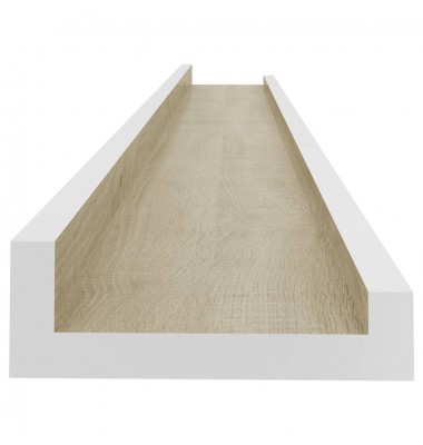  Sieninės lentynos, 2vnt., baltos ir ąžuolo spalvos, 80x9x3cm - Pakabinamos lentynos, spintelės - 6
