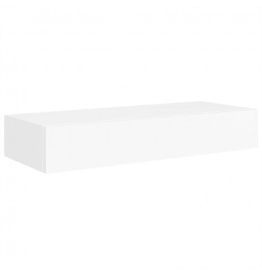  Sieninė lentyna su stalčiumi, baltos spalvos, 60x23,5x10cm, MDF - Pakabinamos lentynos, spintelės - 2