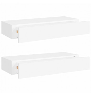  Lentynos su stalčiais, 2vnt., baltos, 60x23,5x10cm, MDF - Pakabinamos lentynos, spintelės - 2