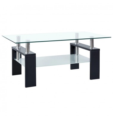  Kavos staliukas, juodas/skaidrus, 95x55x40cm, grūdintas stiklas - Kavos staliukai - 1