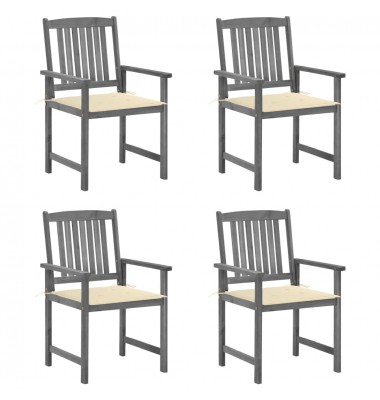  Sodo kėdės su pagalvėlėmis, 4vnt., pilkos, akacijos masyvas - Lauko kėdės - 1
