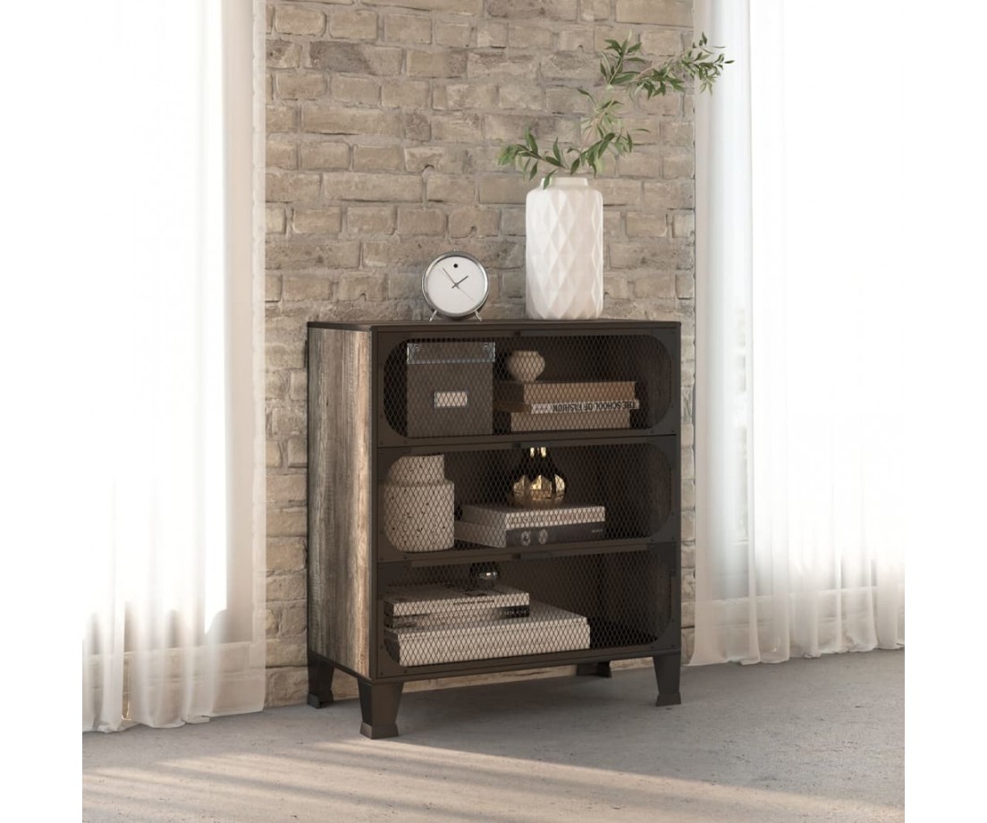 Spintelė daiktams, pilkos spalvos, 72x36x82cm, metalas ir MDF - Biuro spintos, spintelės - 1 Spintelė daiktams, pilkos spalvos, 72x36x82cm, metalas ir MDF - Biuro spintos, spintelės - 1
