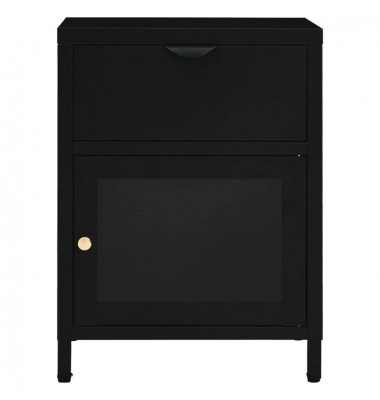  Naktinis staliukas, juodas, 40x30x54,5cm, plienas ir stiklas - Naktinės spintelės - 3