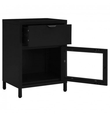  Naktinis staliukas, juodas, 40x30x54,5cm, plienas ir stiklas - Naktinės spintelės - 6