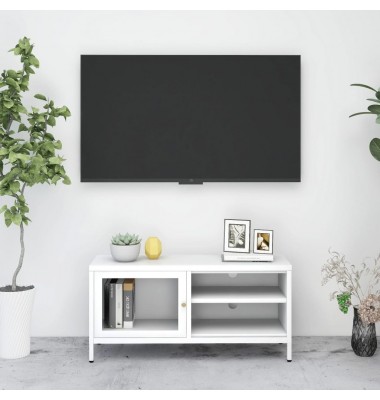  Televizoriaus spintelė, balta, 90x30x44cm, plienas ir stiklas - TV spintelės - 1