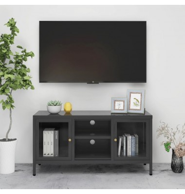  Televizoriaus spintelė, antracito, 105x35x52cm, plienas/stiklas - TV spintelės - 1